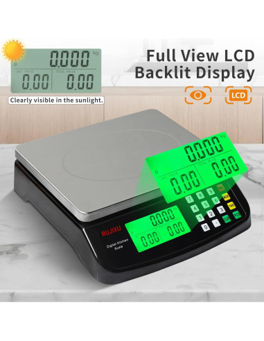 Escala de Cocina Digital Rujixu 30kg Acero Inoxidable LCD