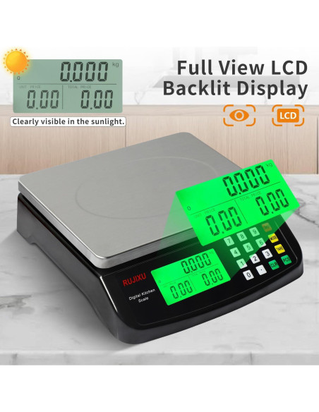 Escala de Cocina Digital Rujixu 30kg Acero Inoxidable LCD