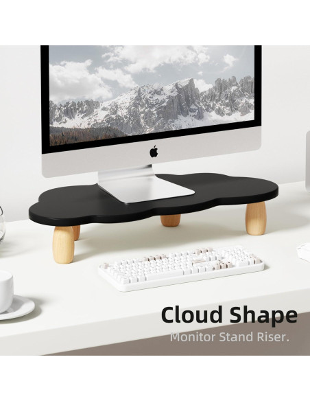 Soporte para Monitor AFOOYO de Madera Nube Negro - Organizador Multiusos Soporte para Monitor AFOOYO de Madera Nube Negro - Organizador Multiusos