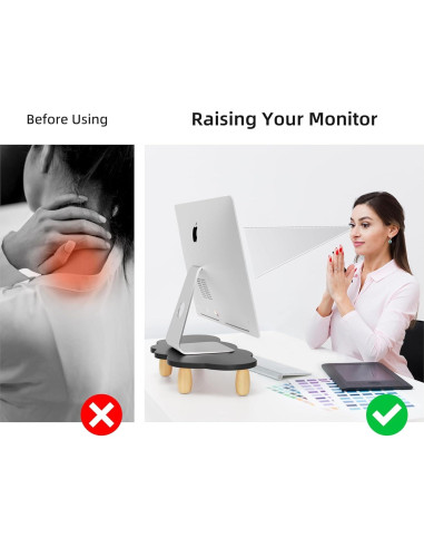 Soporte para Monitor AFOOYO de Madera Nube Negro - Organizador Multiusos