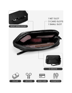 Cartera de Muñeca Acolchada Nylon RFID para Mujeres - Negro 2