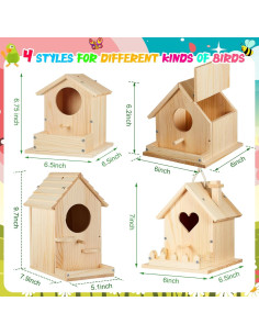 Kit de Casa para Aves de Madera Juexica 4 Piezas DIY 2