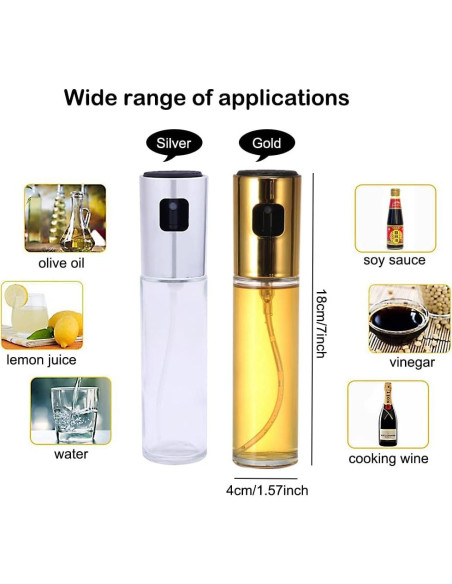 Pulverizador de Aceite de Cocina AKOAK 100ml Oro Vidrio