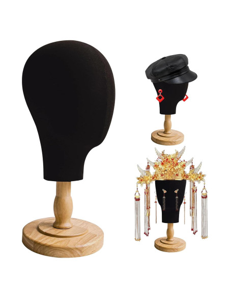 Cabeza de Maniquí Negra CHADWICK para Pelucas y Sombreros 38 cm