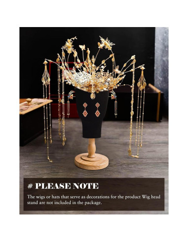 Cabeza de Maniquí Negra CHADWICK para Pelucas y Sombreros 38 cm