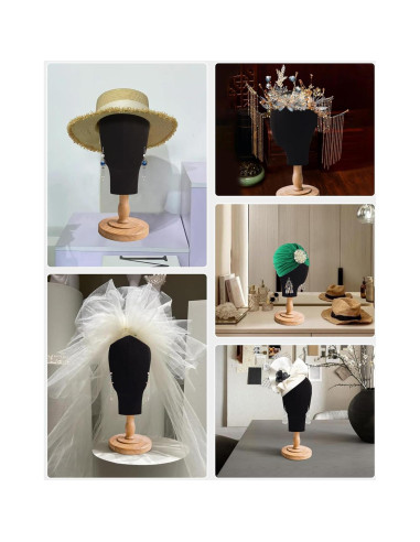 Cabeza de Maniquí Negra CHADWICK para Pelucas y Sombreros 38 cm