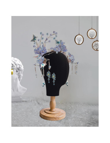 Cabeza de Maniquí Negra CHADWICK para Pelucas y Sombreros 38 cm