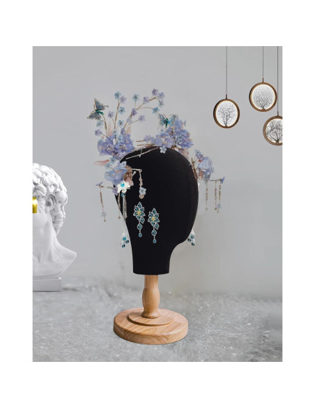 Cabeza de Maniquí Negra CHADWICK para Pelucas y Sombreros 38 cm