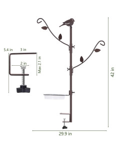 Polo de Comedero para Aves YINGYM con Ganchos y Tazón de Agua 2