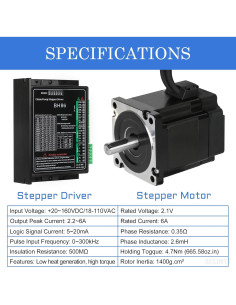 Kit Motor Paso a Paso Nema 34 4.7Nm Controlador 2 Fases 2