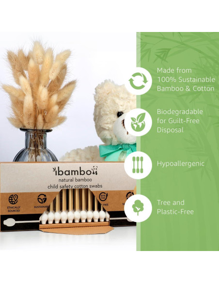 Bastones de Algodón de Bambú BIKO 200 Unidades Hipoalergénicos