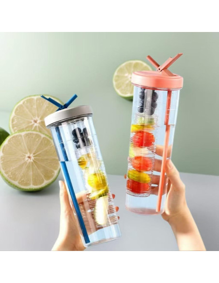 Botella de Agua Deportiva LFRNZS 30oz Rosa con Infusor