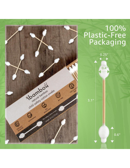 Bastones de Algodón de Bambú BIKO 200 Unidades Hipoalergénicos