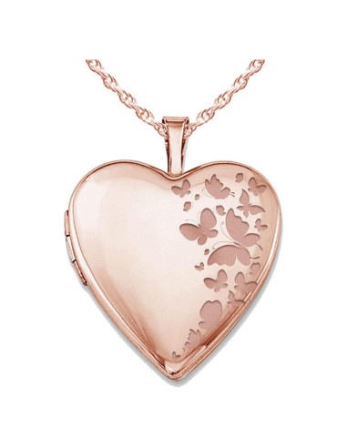 Collar Locket Corazón Personalizado Oro Rosa 1 Foto 1.9 cm