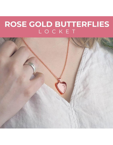 Collar Locket Corazón Personalizado Oro Rosa 1 Foto 1.9 cm