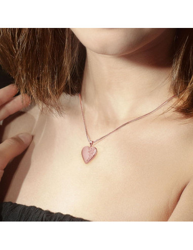 Collar Locket Corazón Personalizado Oro Rosa 1 Foto 1.9 cm