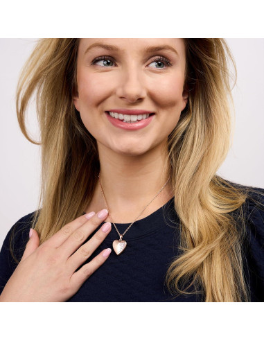 Collar Locket Corazón Personalizado Oro Rosa 1 Foto 1.9 cm