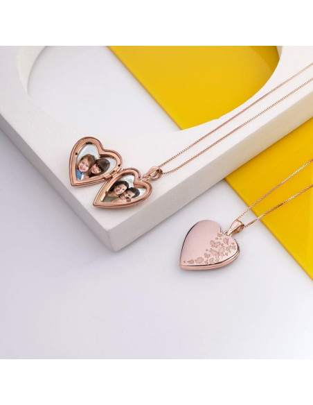 Collar Locket Corazón Personalizado Oro Rosa 1 Foto 1.9 cm Collar Locket Corazón Personalizado Oro Rosa 1 Foto 1.9 cm