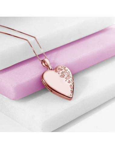 Collar Locket Corazón Personalizado Oro Rosa 1 Foto 1.9 cm
