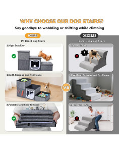 Escaleras para Perros Bilibara 3 Pasos Plegables con Almacenamiento 2
