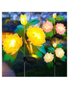 Luces de Jardín Solar Brightown - Paquete de 3 Peonías LED