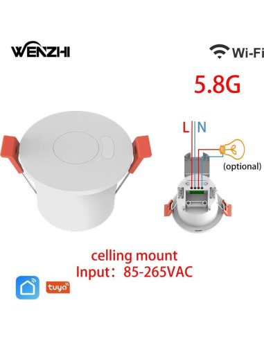 Sensor de Presencia WenzhiIoT WiFi 5.8GHz Radar 10m