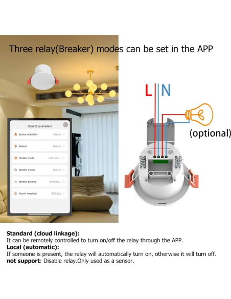 Sensor de Presencia WenzhiIoT WiFi 5.8GHz Radar 10m