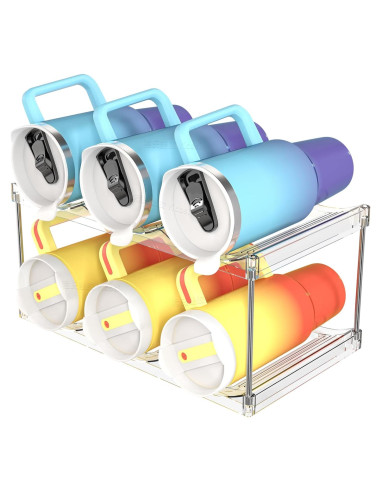 Organizador de Botellas de Agua Apilable Yieach 2 Niveles 6 Botellas