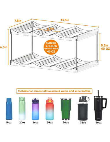 Organizador de Botellas de Agua Apilable Yieach 2 Niveles 6 Botellas