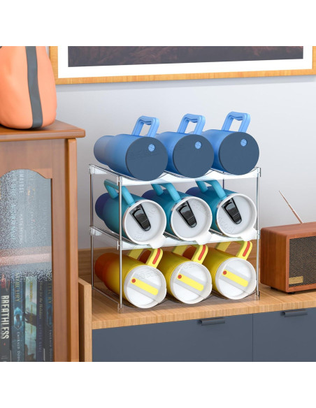 Organizador de Botellas de Agua Apilable Yieach 2 Niveles 6 Botellas Organizador de Botellas de Agua Apilable Yieach 2 Niveles 6 Botellas