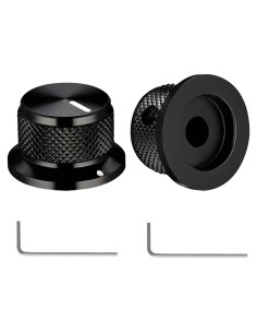 Perillas de Potenciómetro Aluminio DROK 6mm Negras - 2 Unidades