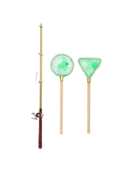 Juego de Caña de Pesca Miniatura y Red Toddmomy Azul-Cielo