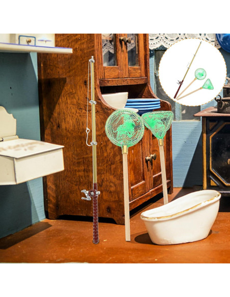 Juego de Caña de Pesca Miniatura y Red Toddmomy Azul-Cielo