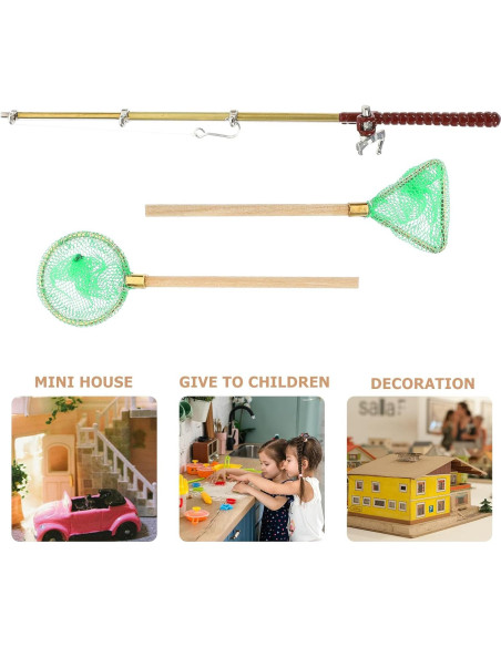 Juego de Caña de Pesca Miniatura y Red Toddmomy Azul-Cielo