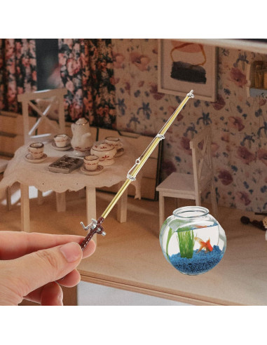 Juego de Caña de Pesca Miniatura y Red Toddmomy Azul-Cielo