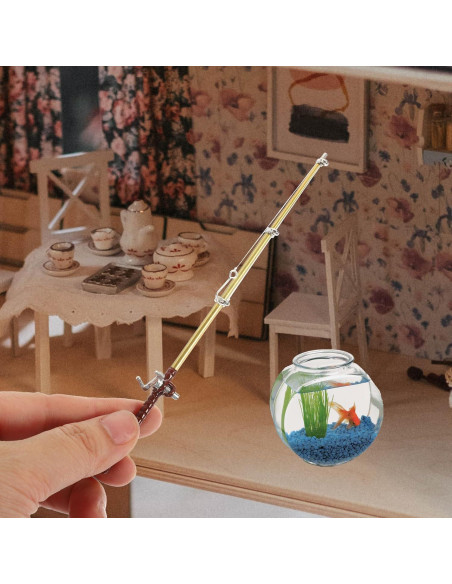 Juego de Caña de Pesca Miniatura y Red Toddmomy Azul-Cielo