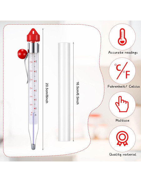 Termómetro de Caramelo Photect 2 Pcs con Clip 20.5 cm