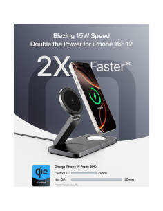 Estación de Carga Inalámbrica 3 en 1 Caxdon Qi2 Negro 2