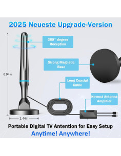 Antena de TV Digital Interior DGUPSP 360 HDTV 1080P 4K 2