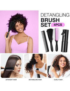 Conjunto de Cepillos Desenredantes Hommtina 3 PCS con Spray 2