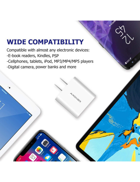 Cargador de Pared USB Amoner 15W 3 Puertos Carga Rápida