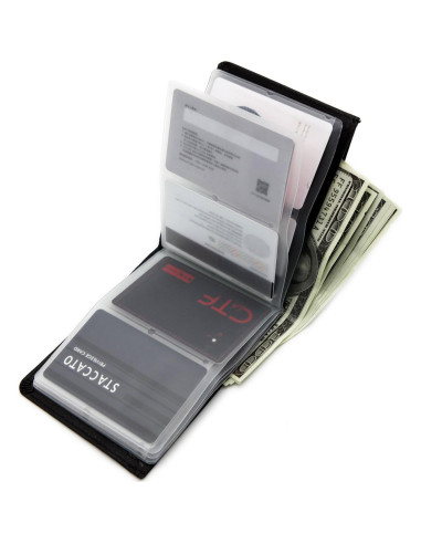 Billetera Antirrobo RFID de Cuero Negro - 12 Ranuras