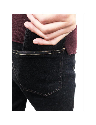 Billetera Antirrobo RFID de Cuero Negro - 12 Ranuras