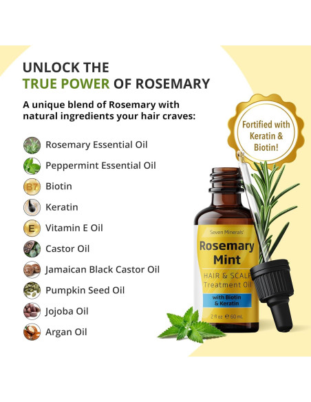 Aceite de Romero Seven Minerals 60 ml - Crecimiento Cabello Biotina