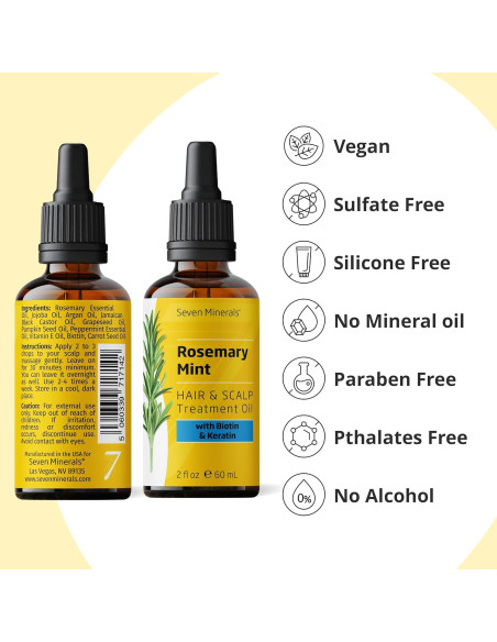 Aceite de Romero Seven Minerals 60 ml - Crecimiento Cabello Biotina