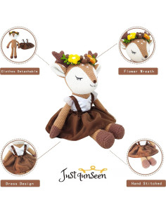 Animal de Peluche Ciervo Bailarina JUSTQUNSEEN 43 cm Marrón 2