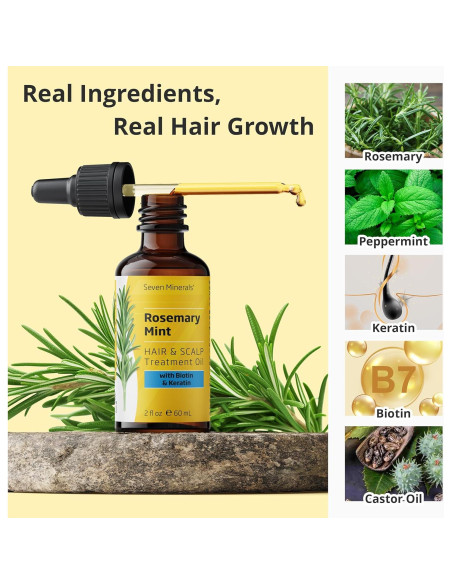 Aceite de Romero Seven Minerals 60 ml - Crecimiento Cabello Biotina