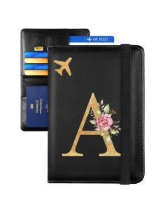 Funda de Pasaporte Slohif para Mujeres - Cuero Vegano Negro