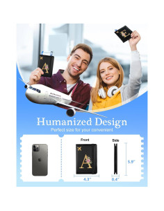 Funda de Pasaporte Slohif para Mujeres - Cuero Vegano Negro 2