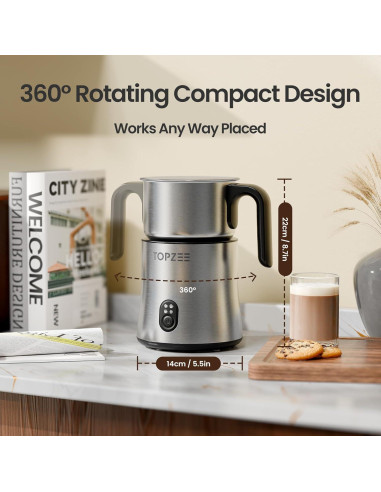 Espumador y Vaporizador de Leche Eléctrico TOPZEE TMF-350-SIL 500ml